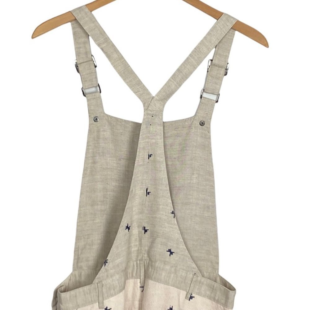 Harlyn Embroidered Cropped Linen Mix Overalls - Picture 6 of 9